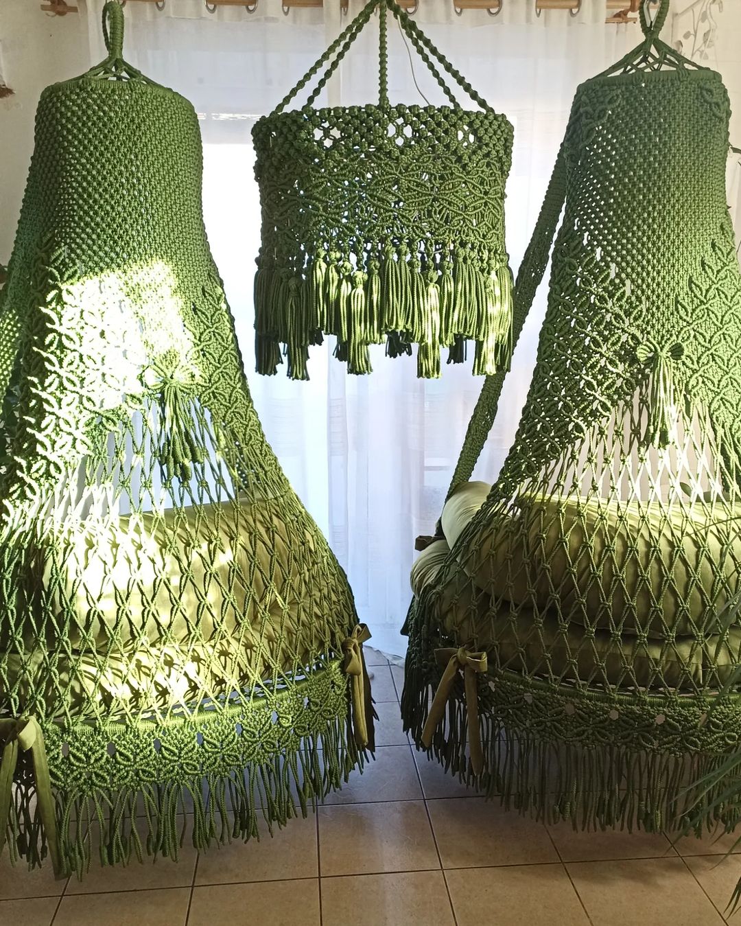 Green Macrame Chair Swing For Adults - Leechoo